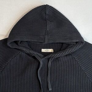 UGG Men’s Huck Thermal Waffle Knit Pull-Over Hoodie Black Size Large